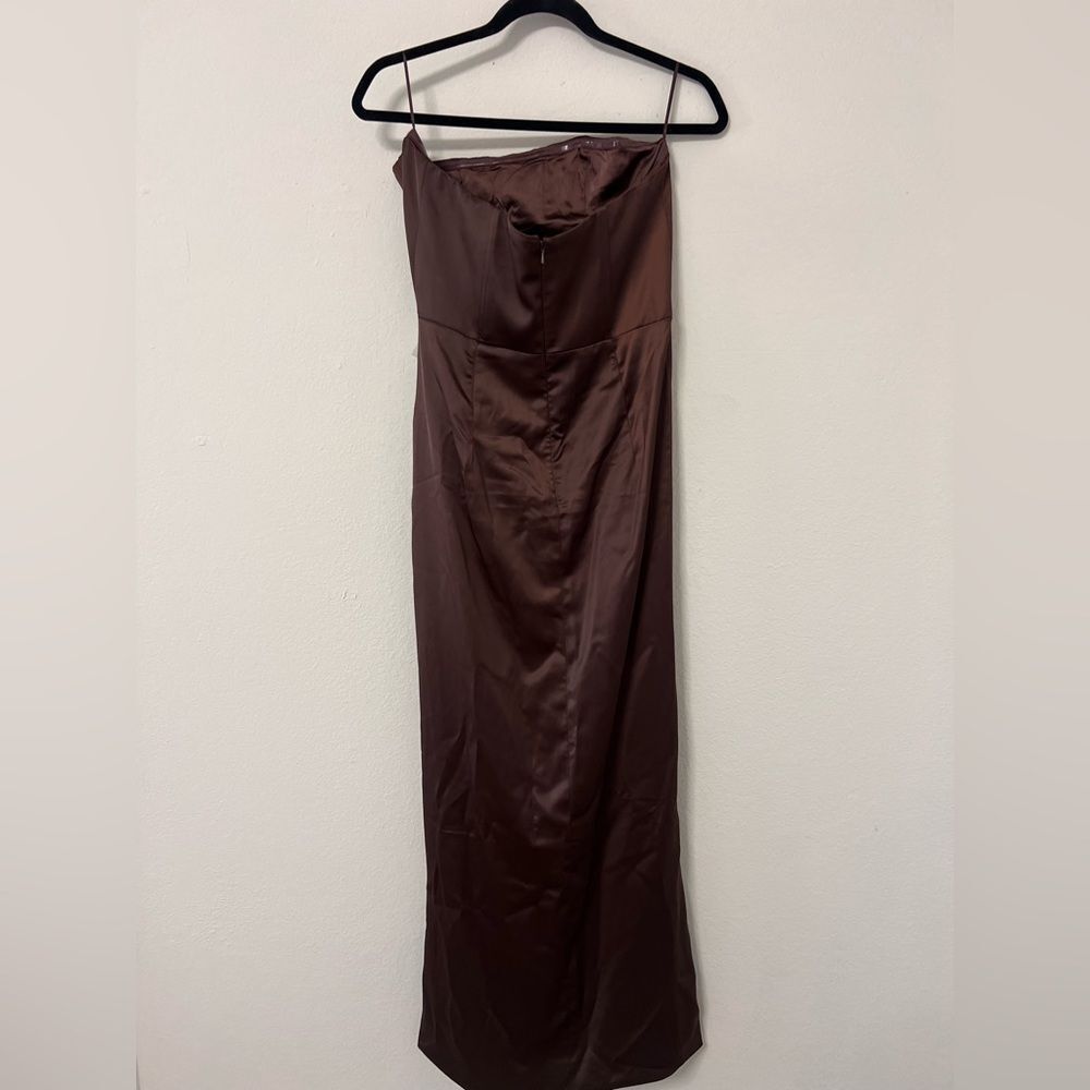 BARDOT Everlasting Satin Midi Dress In Chocolate Size 8 DM3 - Picture 10 of 12